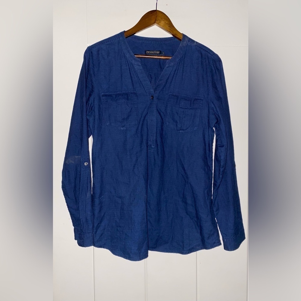 Pendleton Denim Cotton Shirt Cowgirl Country Outdoor Work Chore Women M - Picture 8 of 9